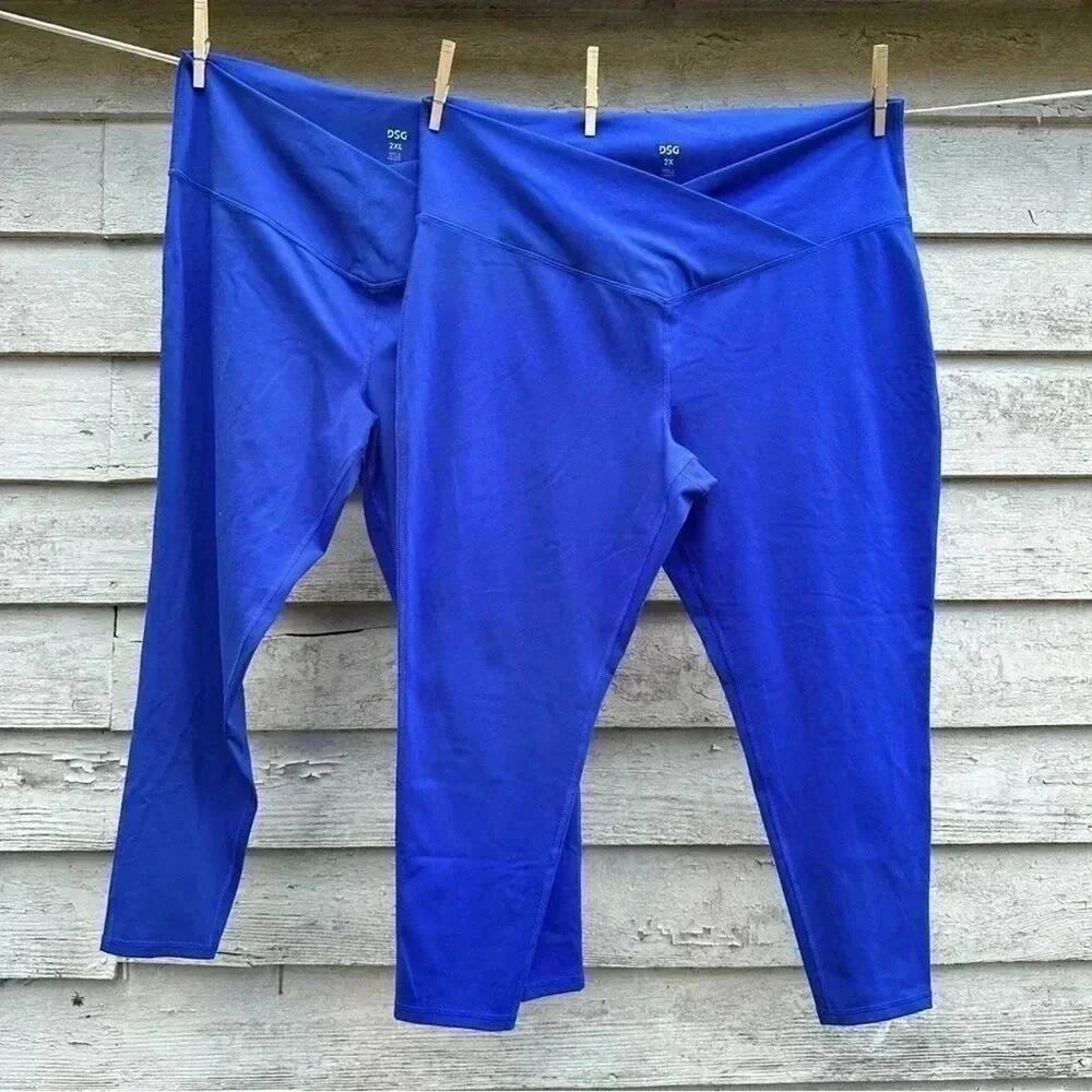 DSG‎ Womens leggings blue crisscross front Activewear Plus Size